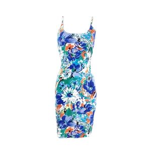 Vintage 80s 90s Bodycon Floral Print Dress